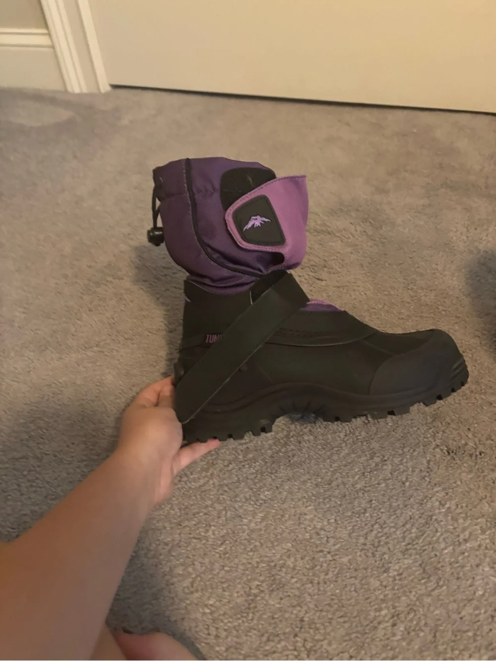 Girls Purple Winter Snow Boot with Black Sole